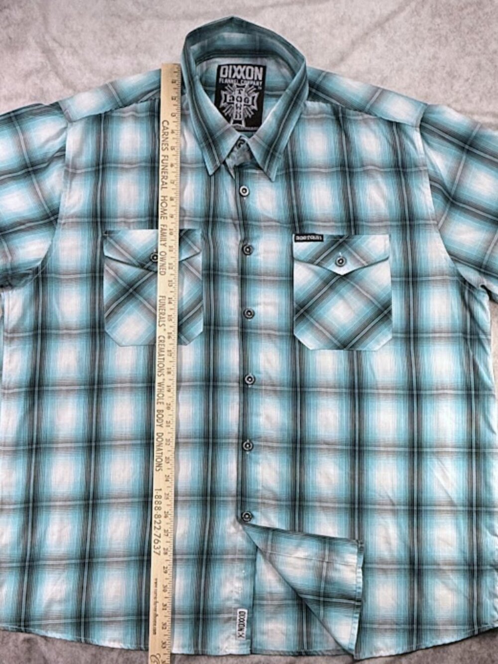Dixxon Flannel Co Dogtown Shirt Mens XL Blue White Plaid Bamboo Blend Punk SS